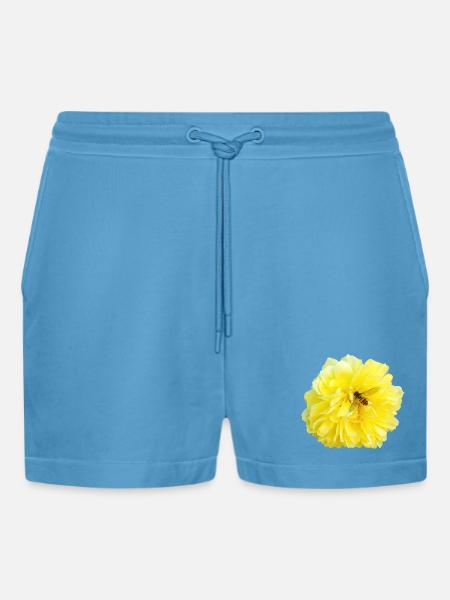 Yellow_Rose_-_Bee_Nature_Photography - Organic Relaxed Cropped Shorts Made in EU -  Sol Blue