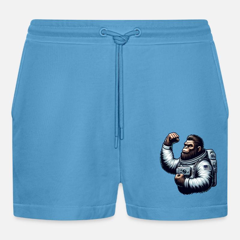 Astronaut Affe Schimpanse Gorilla - Organic Relaxed Cropped Shorts Made in EU -  Sol Blue