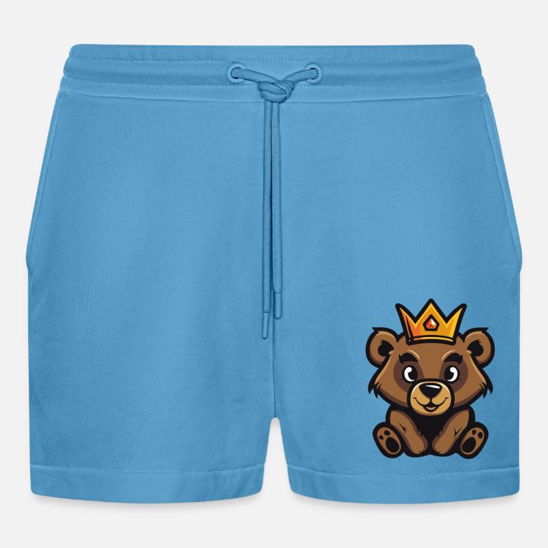 Bär Comic Krone - Organic Relaxed Cropped Shorts Made in EU -  Sol Blue