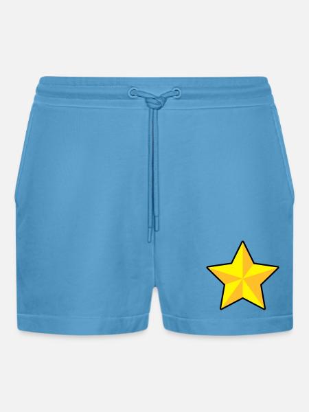 3D Stern | 3D Star | Dimension - Organic Relaxed Cropped Shorts Made in EU - Sol Blue