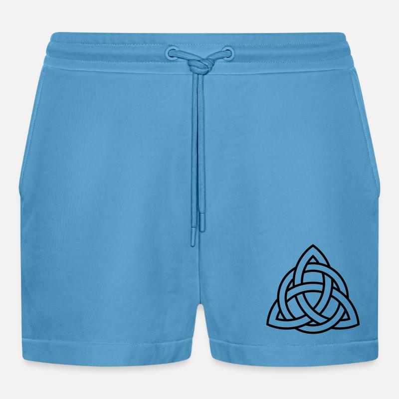 Keltisches Triqueta oder Triquetra-Symbol WEISS - Organic Relaxed Cropped Shorts Made in EU -  Sol Blue
