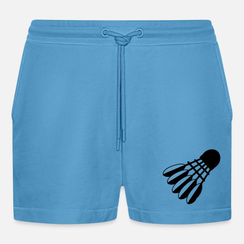 Badminton Shuttle Logo mit Federn - Organic Relaxed Cropped Shorts Made in EU -  Sol Blue