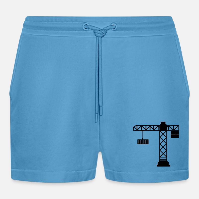 Kran mit Seecontainer - Organic Relaxed Cropped Shorts Made in EU -  Sol Blue