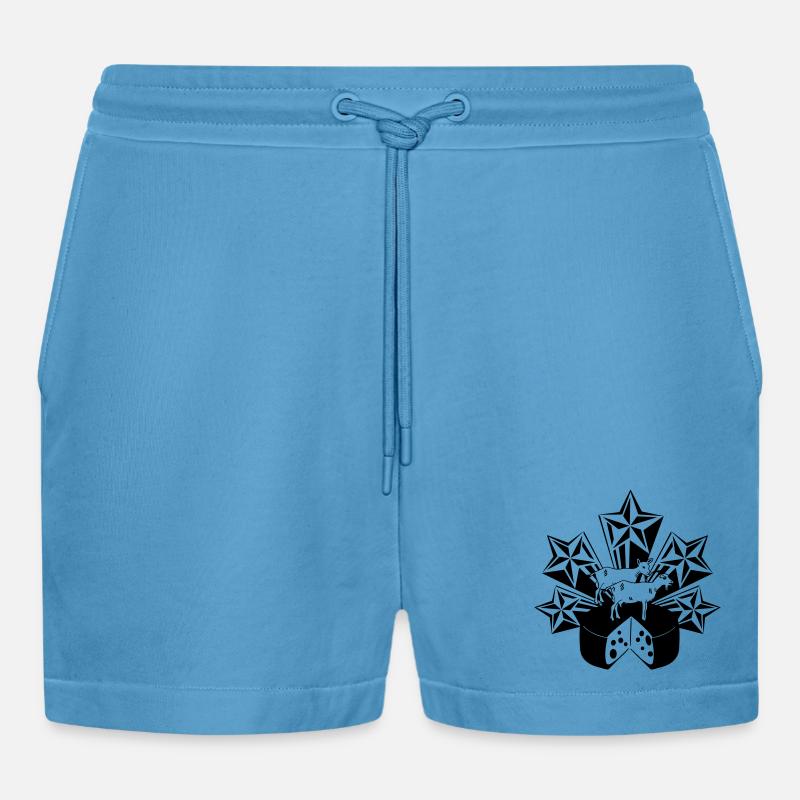 Käse mit Ziegensternen - Organic Relaxed Cropped Shorts Made in EU -  Sol Blue