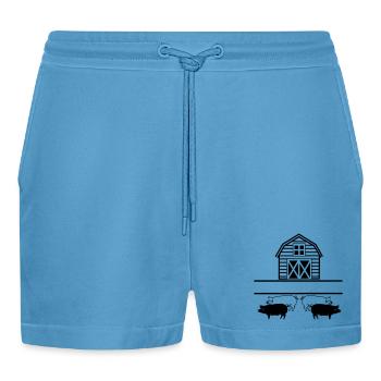 pig farming logo - Organic Relaxed Cropped Shorts Made in EU -  Sol Blue - Front