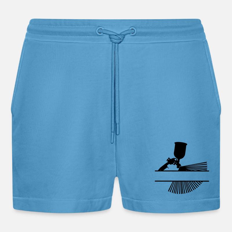 Spray mit Textbanner - Organic Relaxed Cropped Shorts Made in EU - Sol Blue