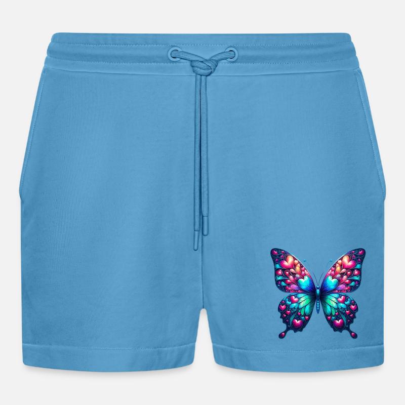 Sommerfuglhjerte hjerter små hjerter lite hjerte - Organic Relaxed cropped shorts produsert i EU -  Sol Blue