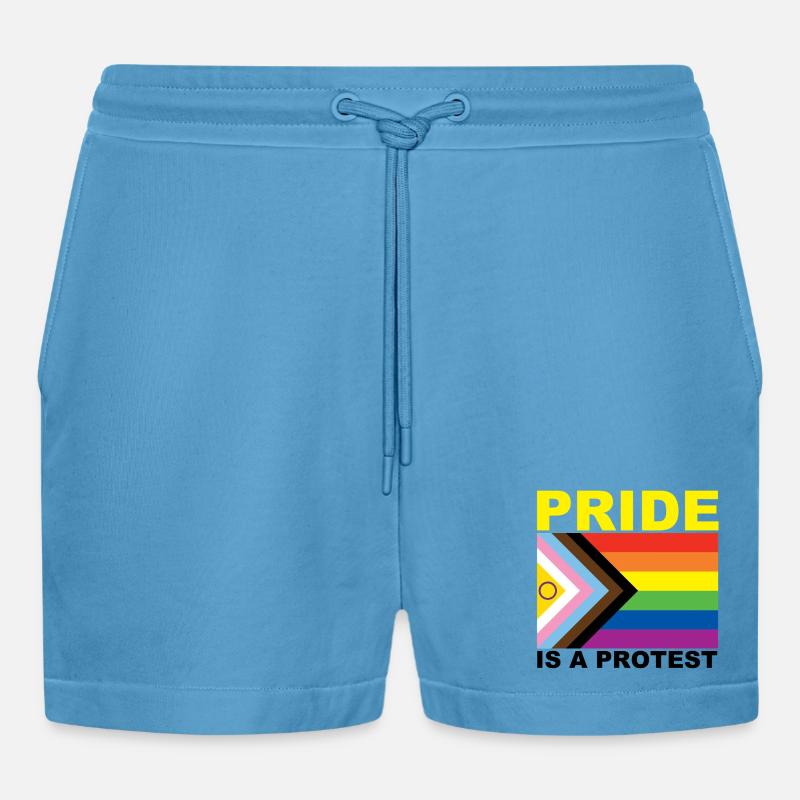 Pride is a Protest - Organic Relaxed Cropped Shorts Made in EU -  Sol Blue