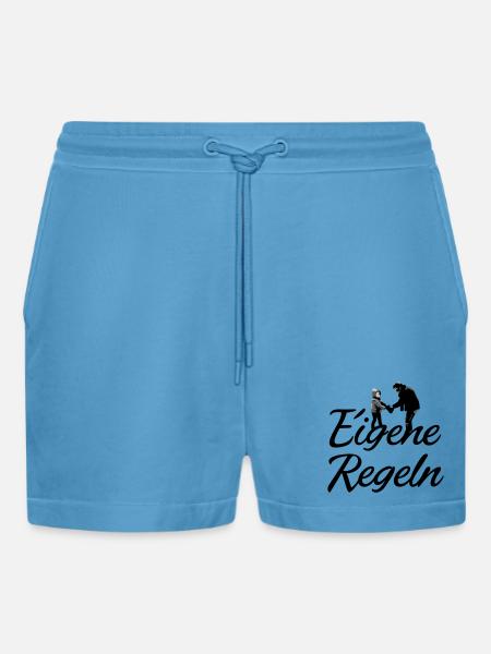 Father and Child Silhouette - Organic Relaxed Cropped Shorts Made in EU - Sol Blue