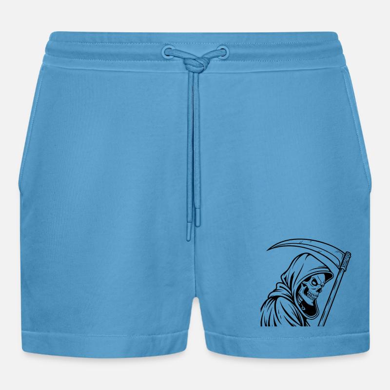 Reaper Design Sensenmann mit Sense - Organic Relaxed Cropped Shorts Made in EU -  Sol Blue