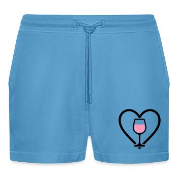 Heart + Rosé Wine – Rosé Lover - Organic Relaxed Cropped Shorts Made in EU -  Sol Blue - Front