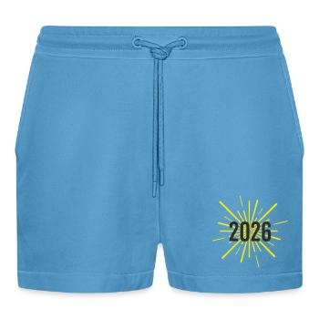 Jahresstart 2026 Raketen - Organic Relaxed Cropped Shorts Made in EU -  Sol Blue - Vorne