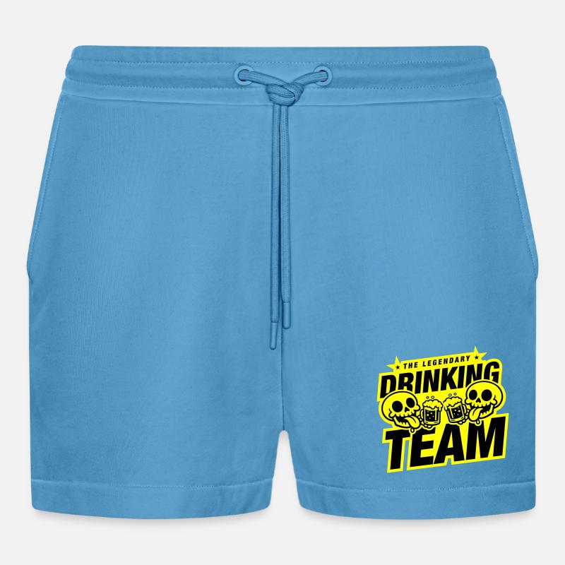 Drinking Team Skelett Bier - Organic Relaxed Cropped Shorts Made in EU -  Sol Blue