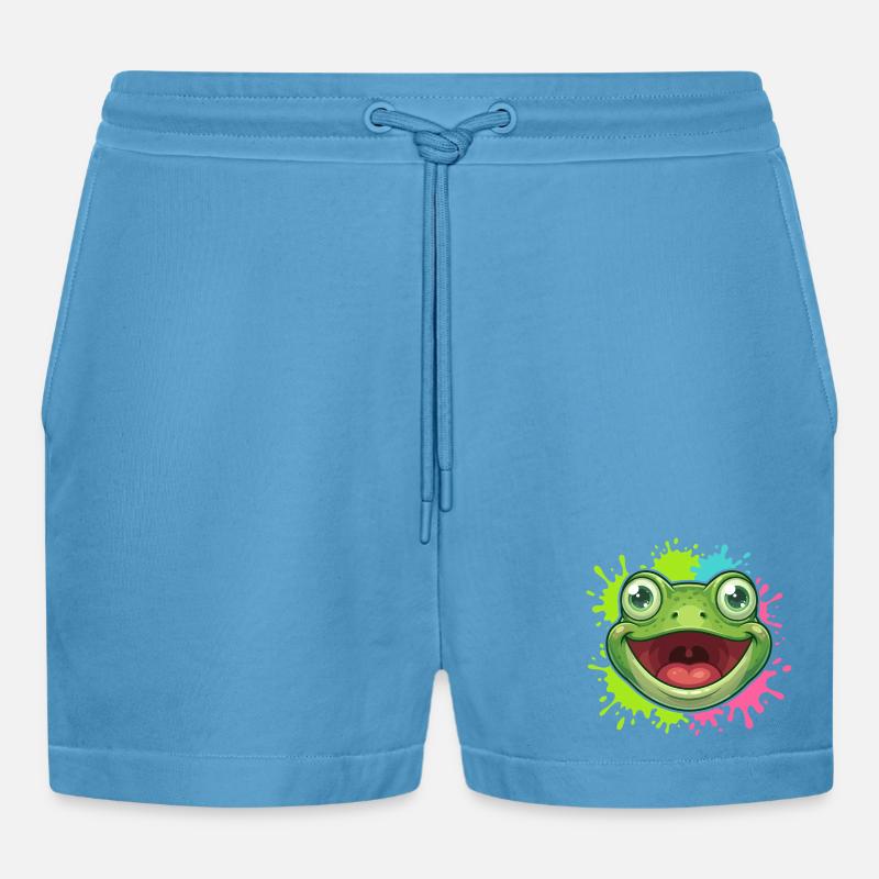Éclaboussure joyeuse de grenouilles - Short bio décontracté court fabriqué en UE -  Sol Blue