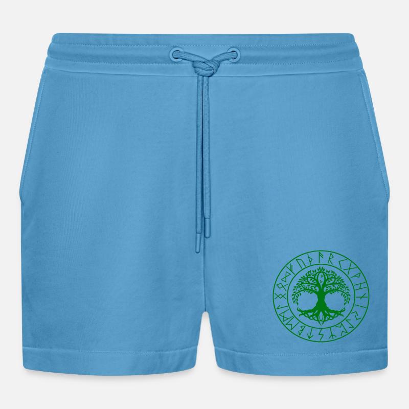 Wikinger Baum Keltischer Knoten - Organic Relaxed Cropped Shorts Made in EU - Sol Blue