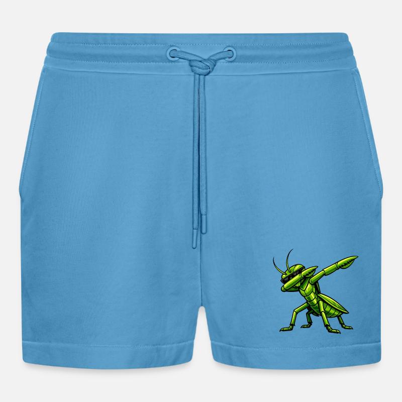 Dabbing Gottesanbeterin - Organic Relaxed Cropped Shorts Made in EU -  Sol Blue