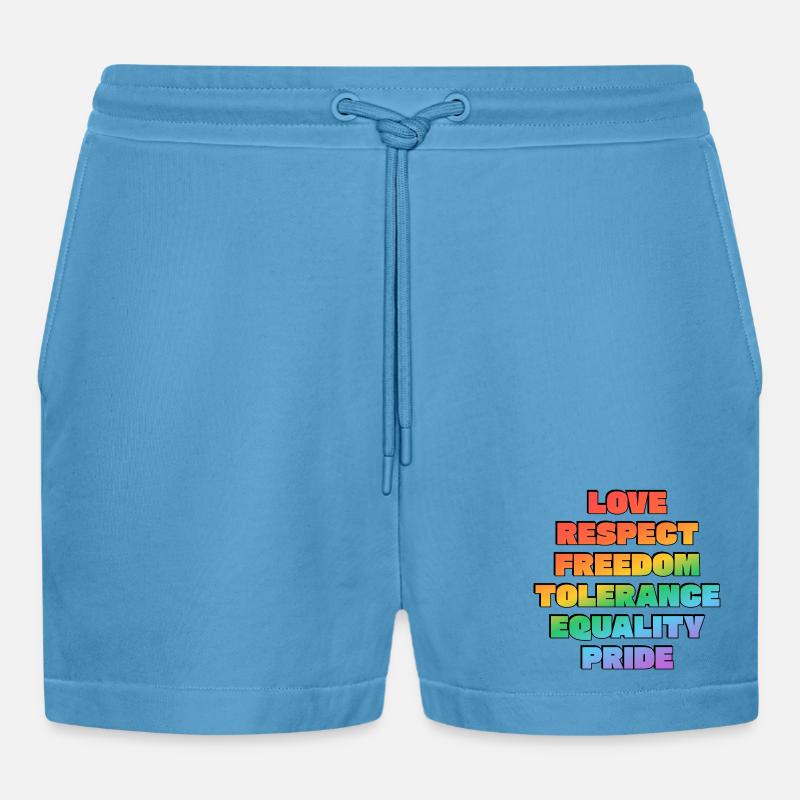 Rainbow Pride Values - Organic Relaxed Cropped Shorts Made in EU -  Sol Blue