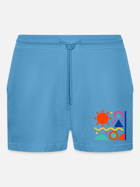 Bunte Formen - Organic Relaxed Cropped Shorts Made in EU -  Sol Blue