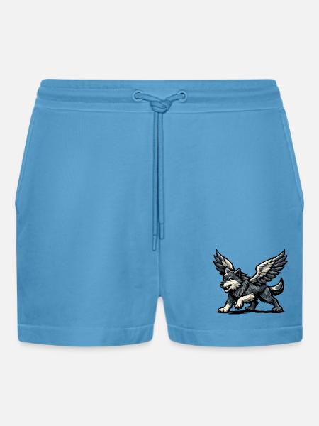 Flügelwolf Majestätisch - Organic Relaxed Cropped Shorts Made in EU - Sol Blue