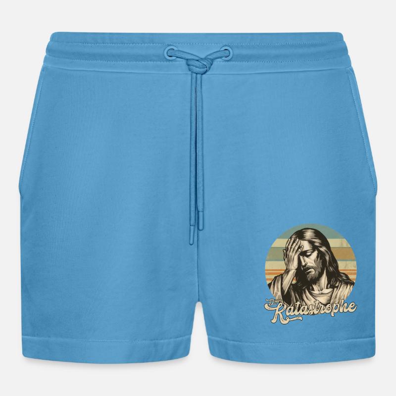 Jesus Digga Katastrophe - Organic Relaxed Cropped Shorts Made in EU -  Sol Blue
