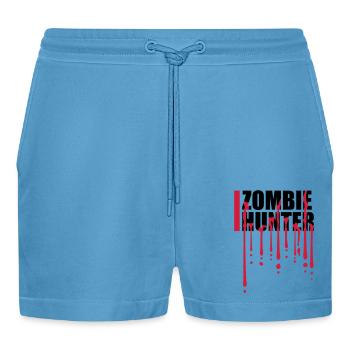 zombie hunter Halloween Quote - Organic Relaxed Cropped Shorts Made in EU -  Sol Blue - Front