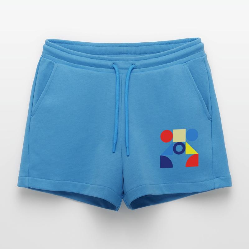 "Pattern Circle Design" Organic Relaxed Cropped Shorts Made in EU