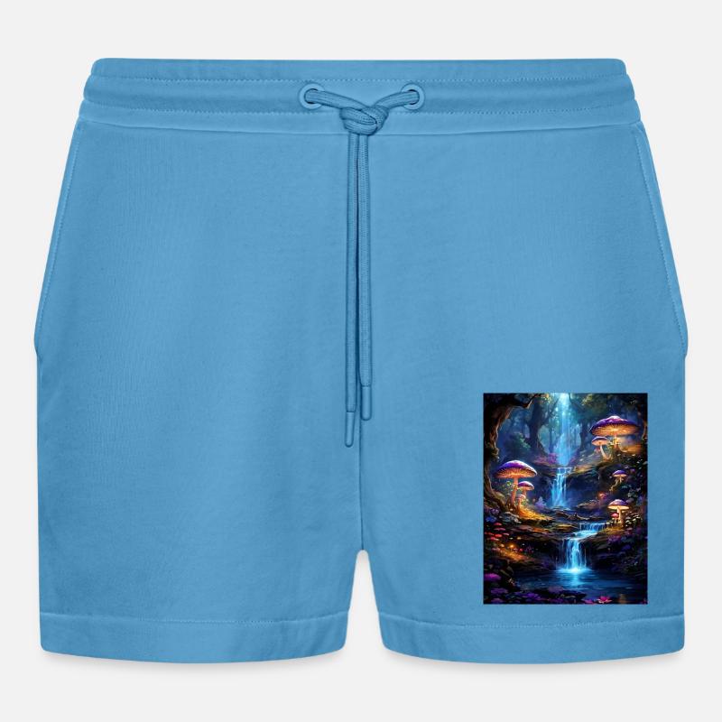 Magischer Wald mit Wasserfall - Organic Relaxed Cropped Shorts Made in EU -  Sol Blue