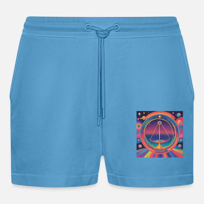 Waage Sternzeichen Astrologie Geschenk - Organic Relaxed Cropped Shorts Made in EU -  Sol Blue