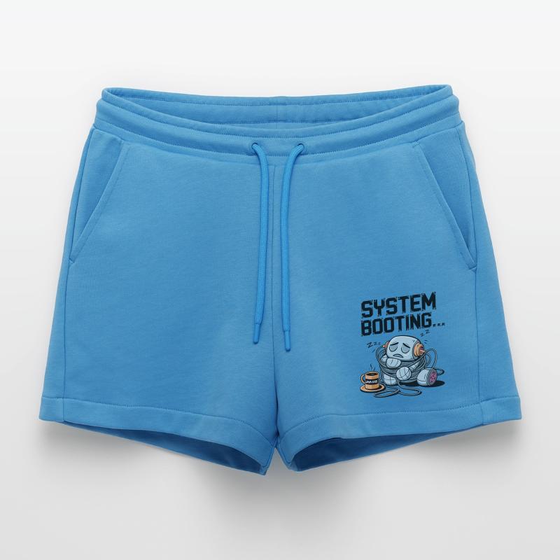 Schläfriger Roboter Booten mit Java.exe Kaffee – Lustig Organic Relaxed Cropped Shorts Made in EU