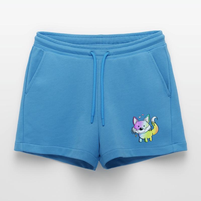 Fox rainbow - foxes - red fox - predator Organic Relaxed Cropped Shorts Made in EU