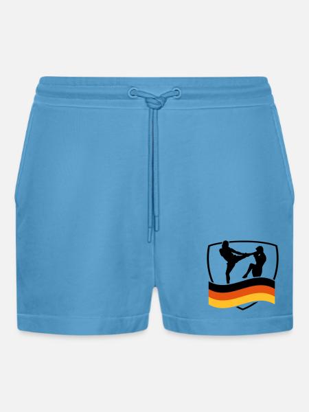 deutschland_kampfsport_1 - Organic Relaxed Cropped Shorts Made in EU - Sol Blue