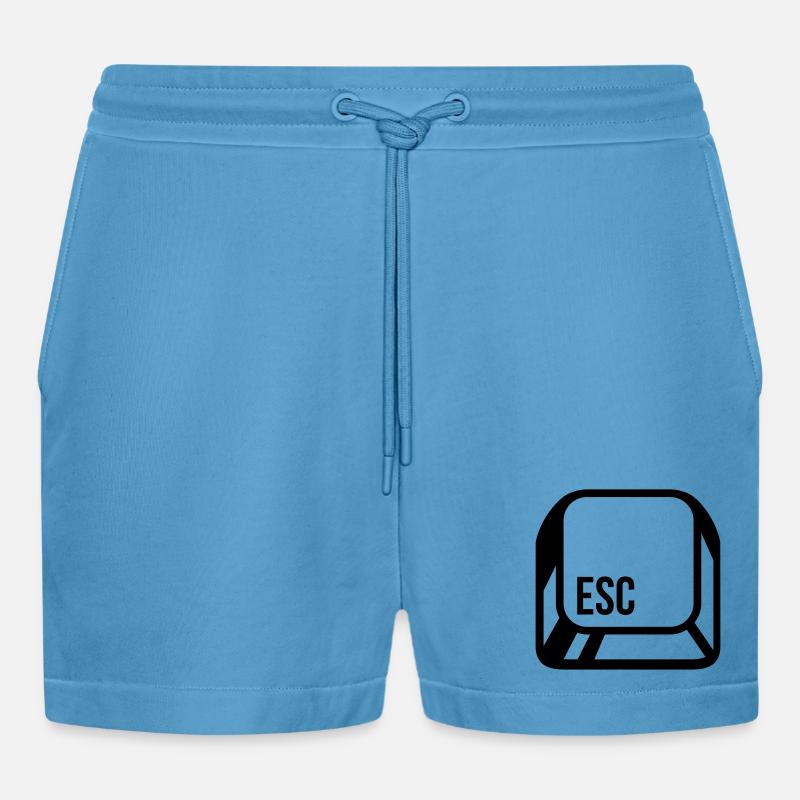 Computer button - Organic Relaxed Cropped Shorts Made in EU -  Sol Blue