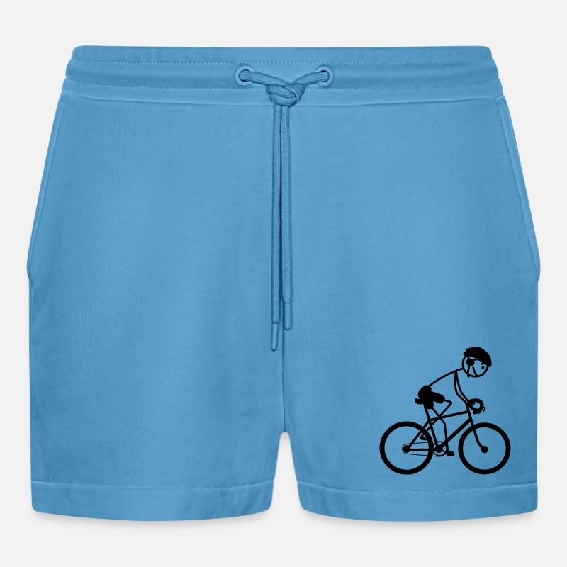 Jung oder Mann auf dem Fahrrad - Organic Relaxed Cropped Shorts Made in EU -  Sol Blue