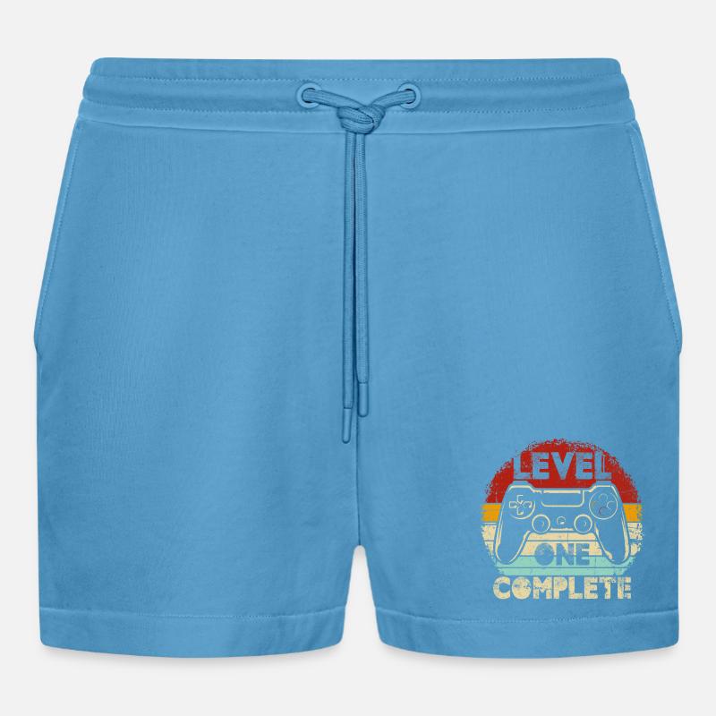 Level One Complete Retro Controller - Organic Relaxed Cropped Shorts Made in EU -  Sol Blue