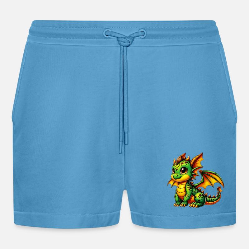 Drache - Organic Relaxed Cropped Shorts Made in EU -  Sol Blue