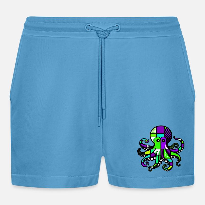 Pieuvre - Short bio décontracté court fabriqué en UE - Sol Blue
