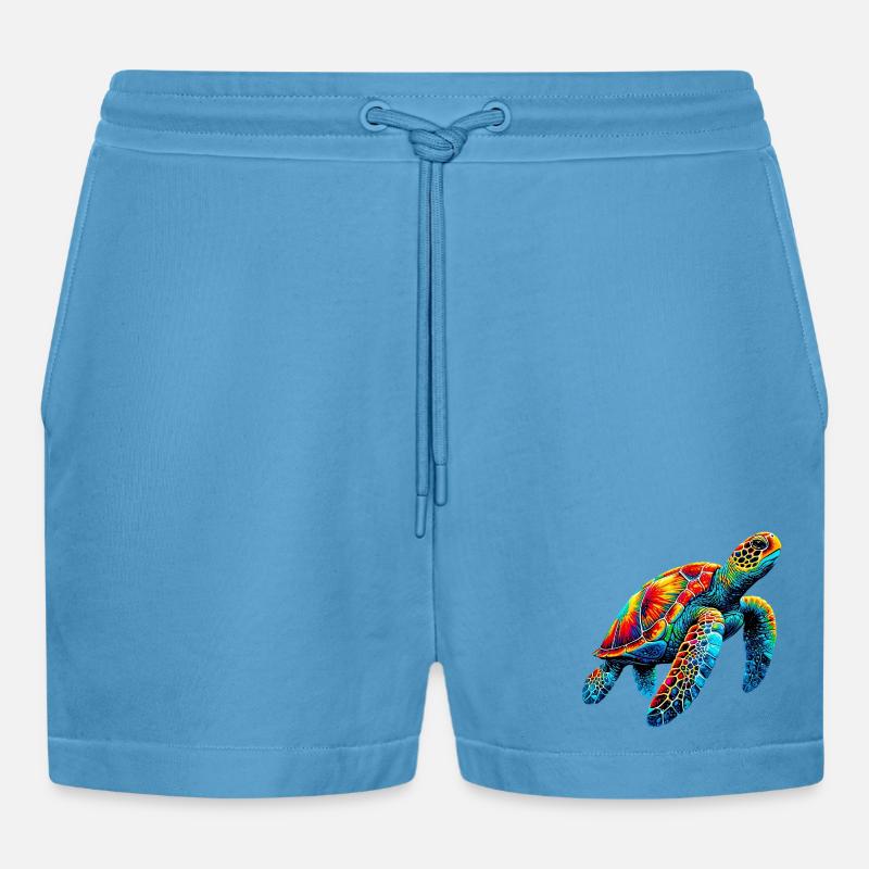 Turtle - Organic Relaxed Cropped Shorts Made in EU - Sol Blue