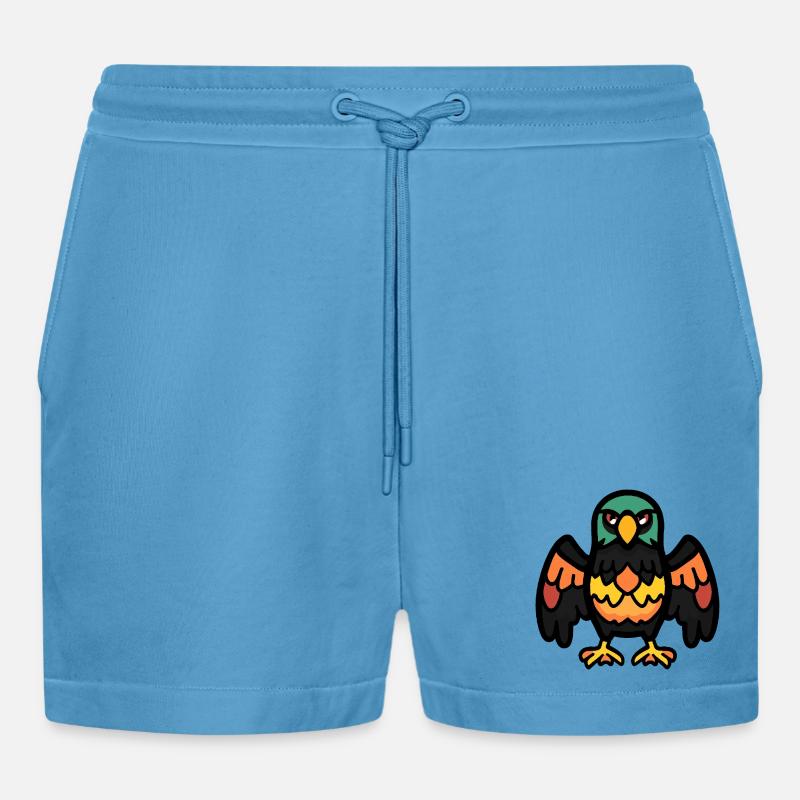 Eagle Halloween Comic Funny - Organic Relaxed Cropped Shorts Made in EU - Sol Blue
