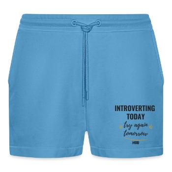 Heute introvertiert, morgen wieder versuchen. - Organic Relaxed Cropped Shorts Made in EU -  Sol Blue - Vorne