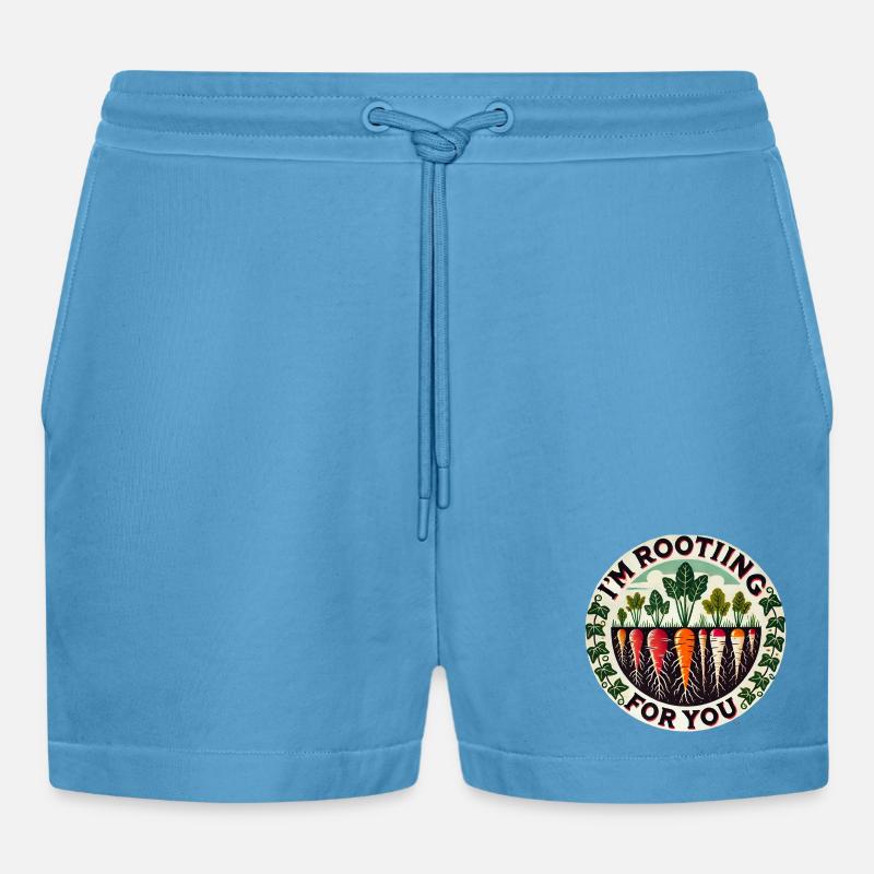 Rootin' Carrot Patch Round - Organic Relaxed Cropped Shorts Made in EU -  Sol Blue