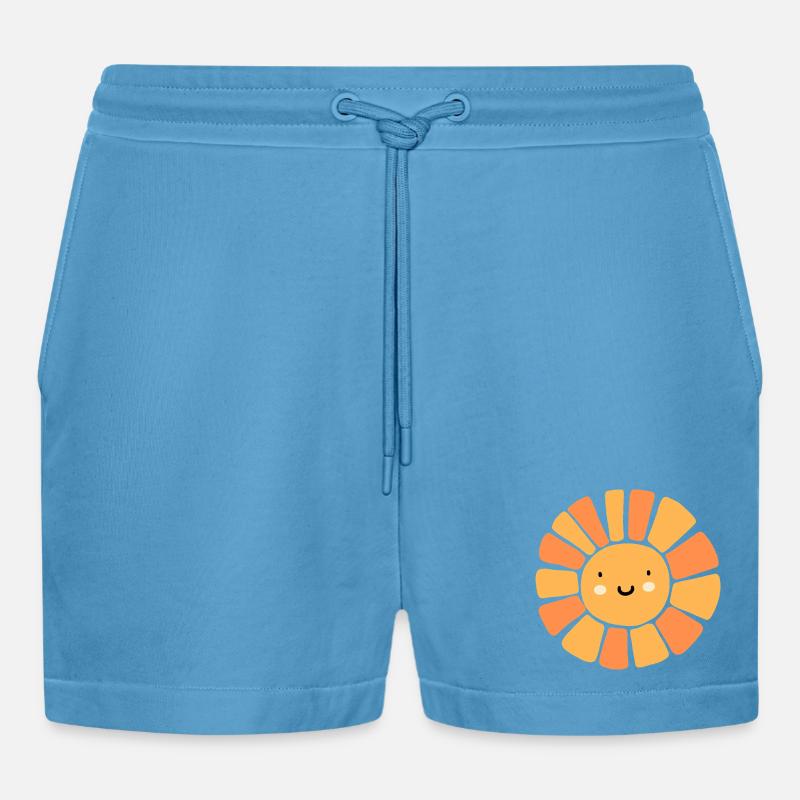 Kawaii Sun - Organic Relaxed Cropped Shorts Made in EU -  Sol Blue