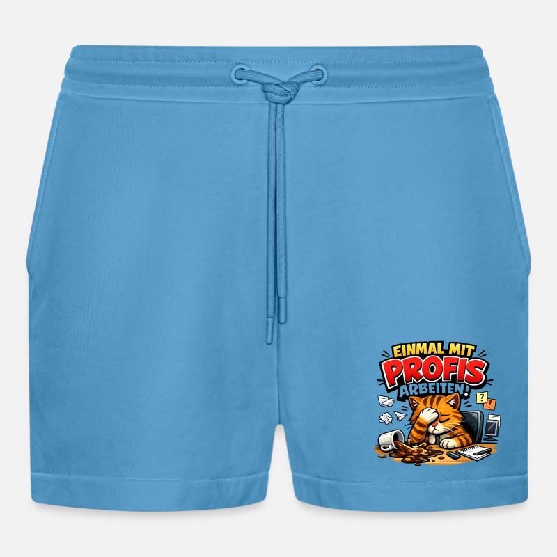 Einmal Mit Profis Arbeiten Sprüche Beruf - Organic Relaxed Cropped Shorts Made in EU -  Sol Blue