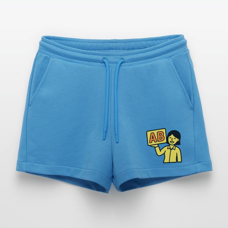 Teacher Elementary School ABC Vector Organic Relaxed Cropped Shorts Made in EU