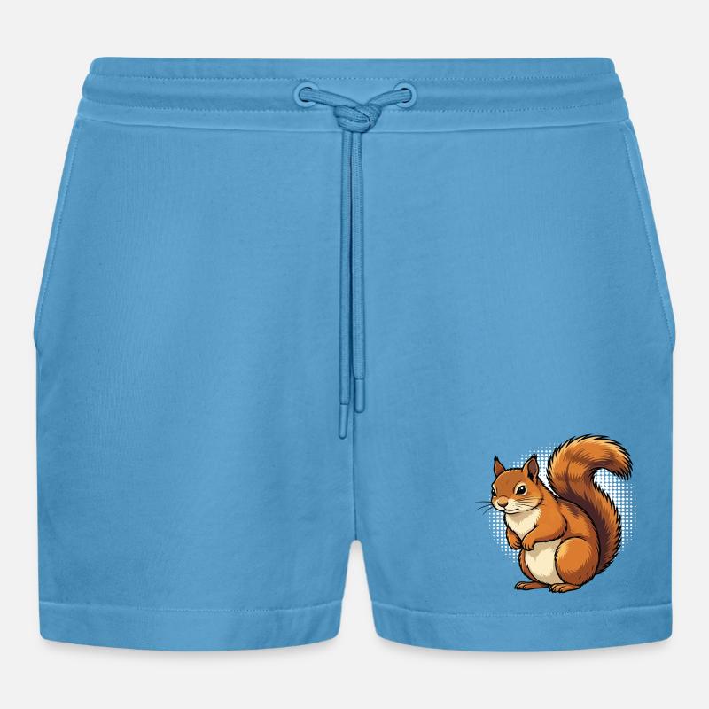 Eichhörnchen Eichhorn Eichhörnchenliebhaber Nager - Organic Relaxed Cropped Shorts Made in EU -  Sol Blue