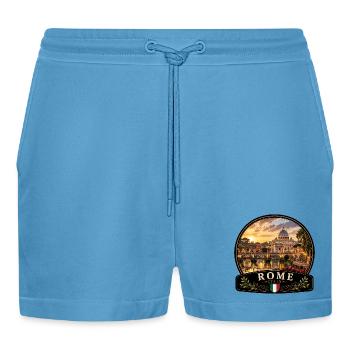 Italien Urlaub Altstadt Mediterran Urlaub Kanal - Organic Relaxed Cropped Shorts Made in EU -  Sol Blue - Vorne