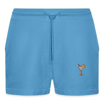 Cocktail orange embroidered - Organic Relaxed Cropped Shorts Made in EU -  Sol Blue - Front