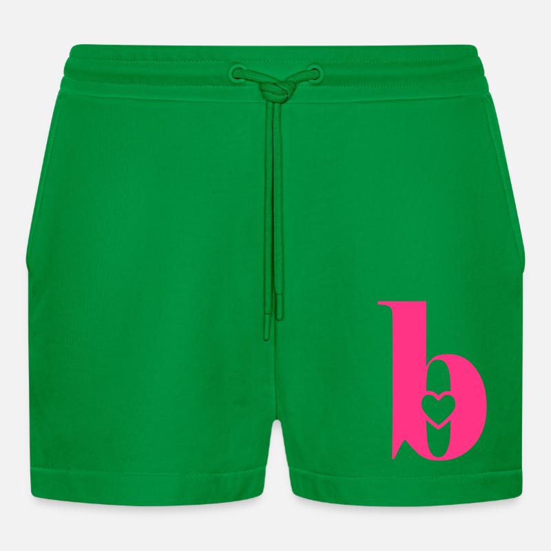 Buchstabe b Anfangsbuchstabe mit Herz - Organic Relaxed Cropped Shorts Made in EU - City Green