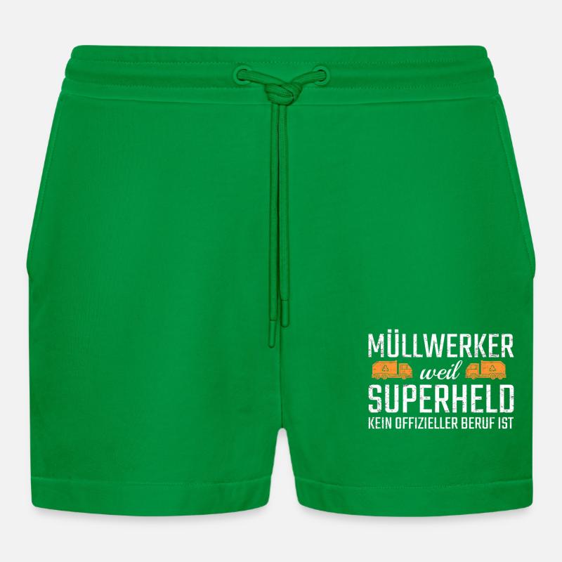 Müllwerker Superheld - Organic Relaxed Cropped Shorts Made in EU - City Green