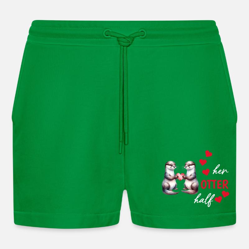 Otter half liebe geschenk - Organic Relaxed Cropped Shorts Made in EU - City Green
