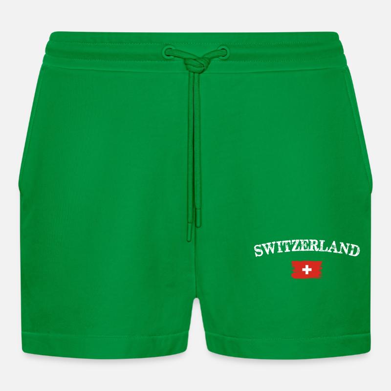 Schweizer Bürstenflaggenbogen - Organic Relaxed Cropped Shorts Made in EU - City Green